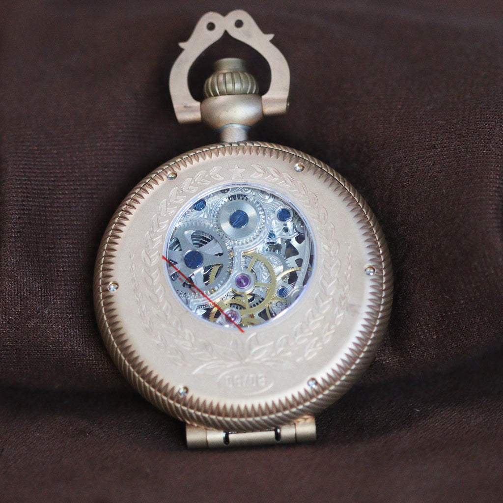 Waterproof mechanical bronze/sandblasted steel pocket watch sidaxin