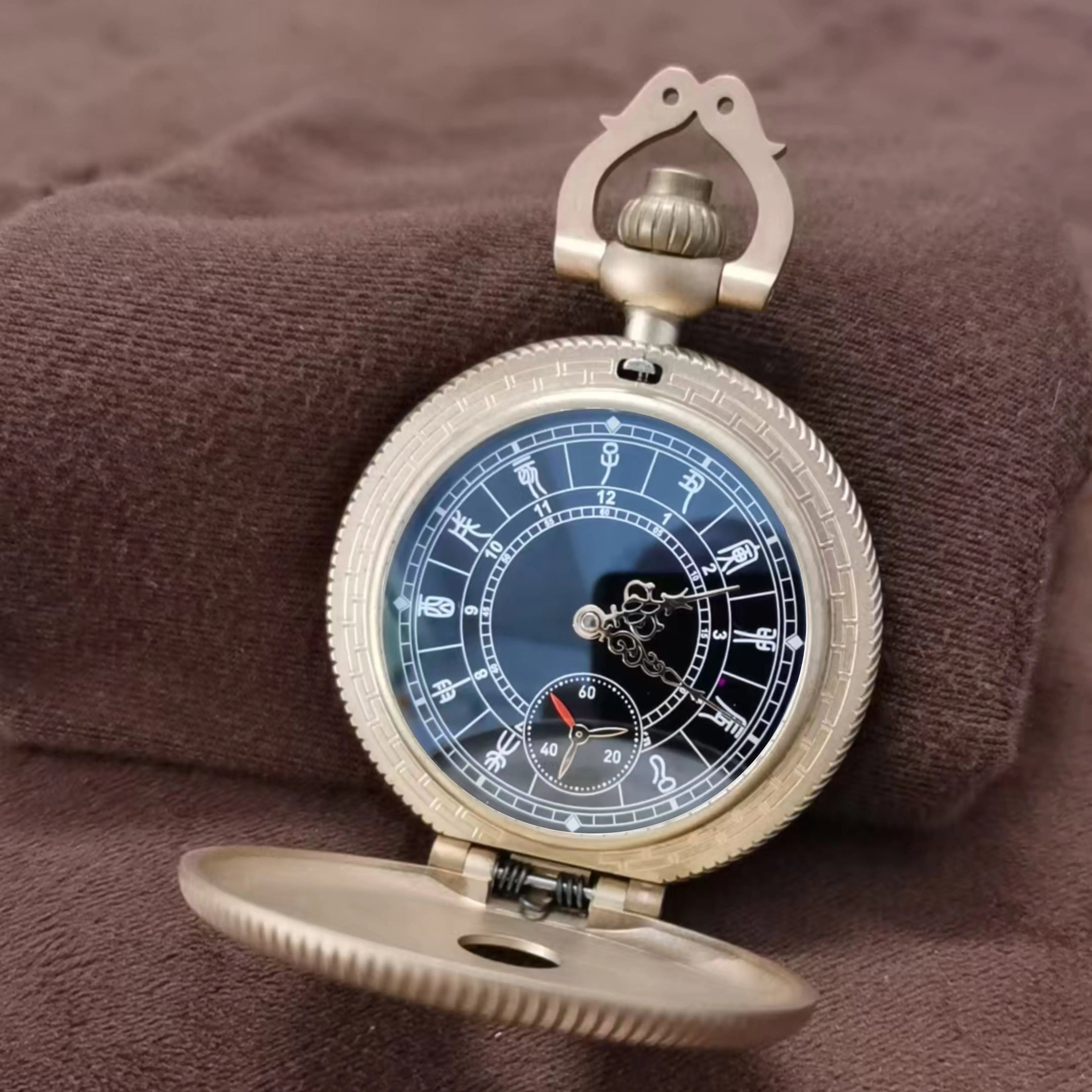Waterproof mechanical bronze/sandblasted steel pocket watch sidaxin
