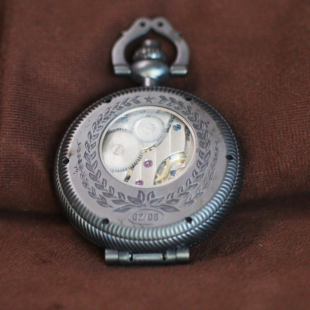 Waterproof mechanical bronze/sandblasted steel pocket watch sidaxin