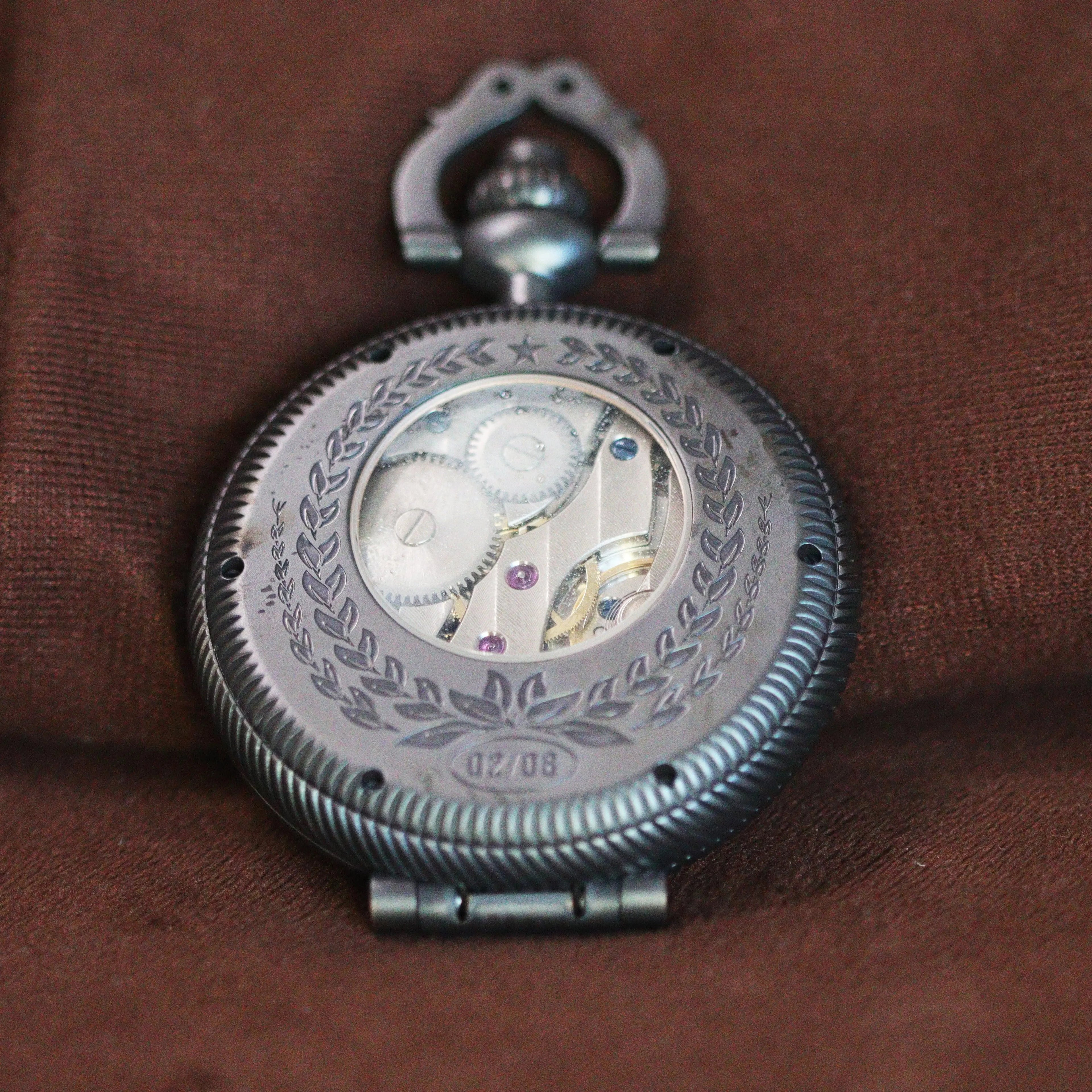 Waterproof mechanical bronze/sandblasted steel pocket watch sidaxin